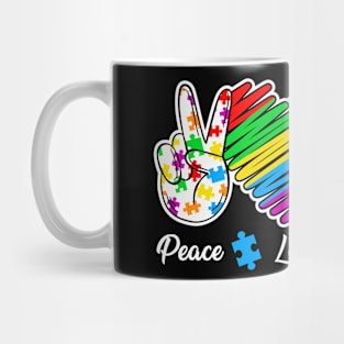 Peace Love Autism Awareness Gift for Birthday, Mother's Day, Thanksgiving, Christmas Mug